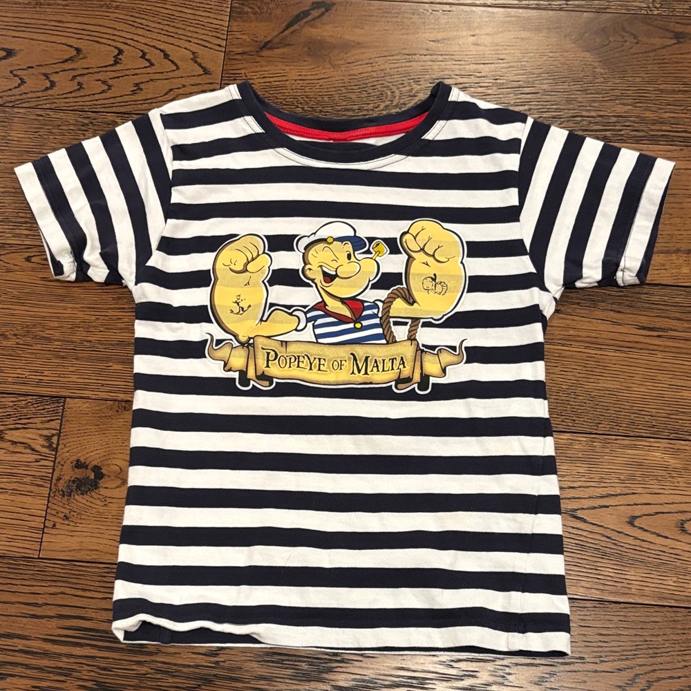 Popeye of Malta Striped Kids T-Shirt - Navy and White